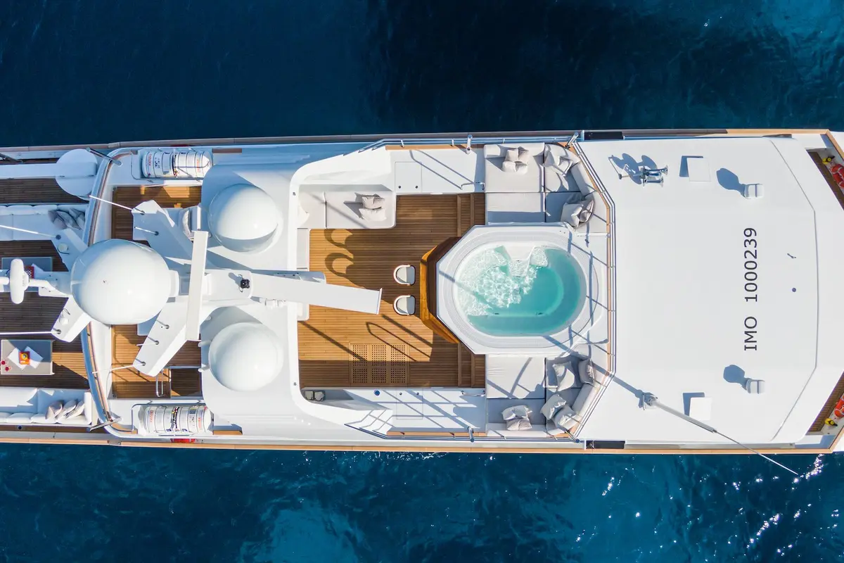 Emerald, aft deck — Yacht Hire Marbella, Marbella. Emerald — 50m
