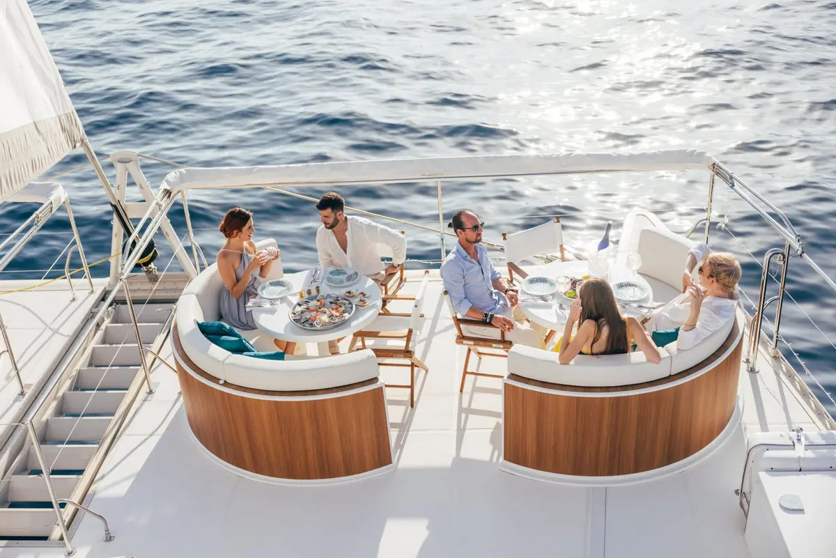 Manana Yacht, aft deck — Yacht Hire Marbella, Marbella. Manana Yacht — 20.8m