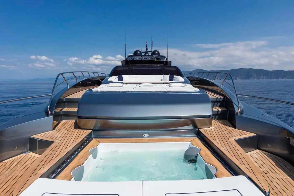 Riva 110, aft deck — Yacht Hire Marbella, Marbella. Riva 110 — 33m