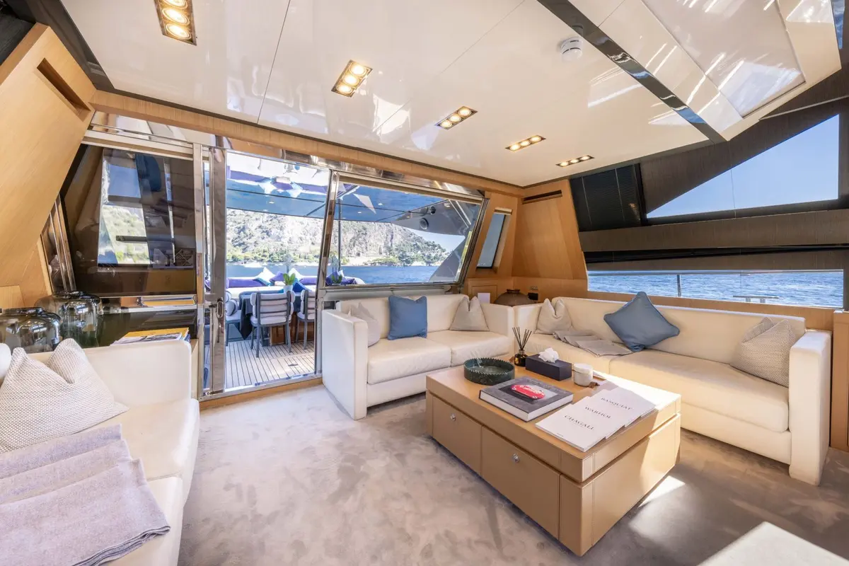 Riva 86 Domino, main deck — Yacht Hire Marbella, Marbella. Riva 86 Domino — 26m
