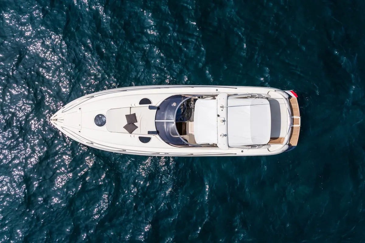 Superhawk 34, aft deck — Yacht Hire Marbella, Marbella. A quick sprint out to Estepona's calmer water